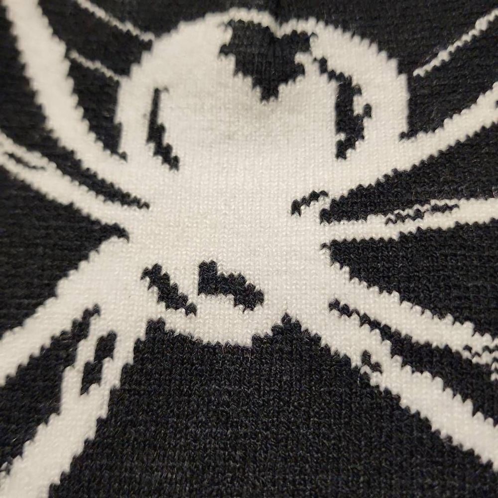 Unbranded Unisex Black Knitted Beanie with White Spider NWOT - Picture 2 of 4